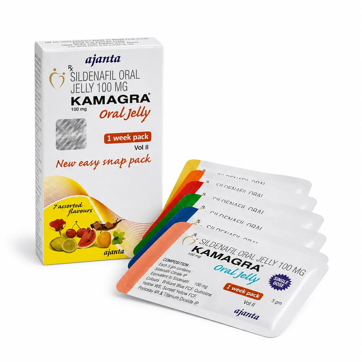 Kamagra Oral Jelly Vol II 100mg – 1-week pack, 7 flavors